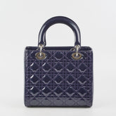Christian Dior Medium Lady Dior Patent Navy